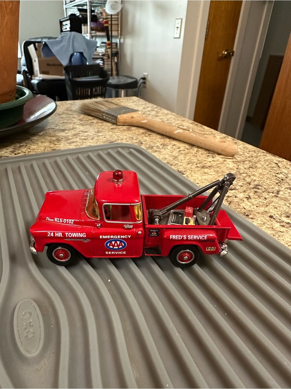 Collectors Chevy 1955 Red Toy Tow Truck Kids Play Vehicle - AAA Fred's Service